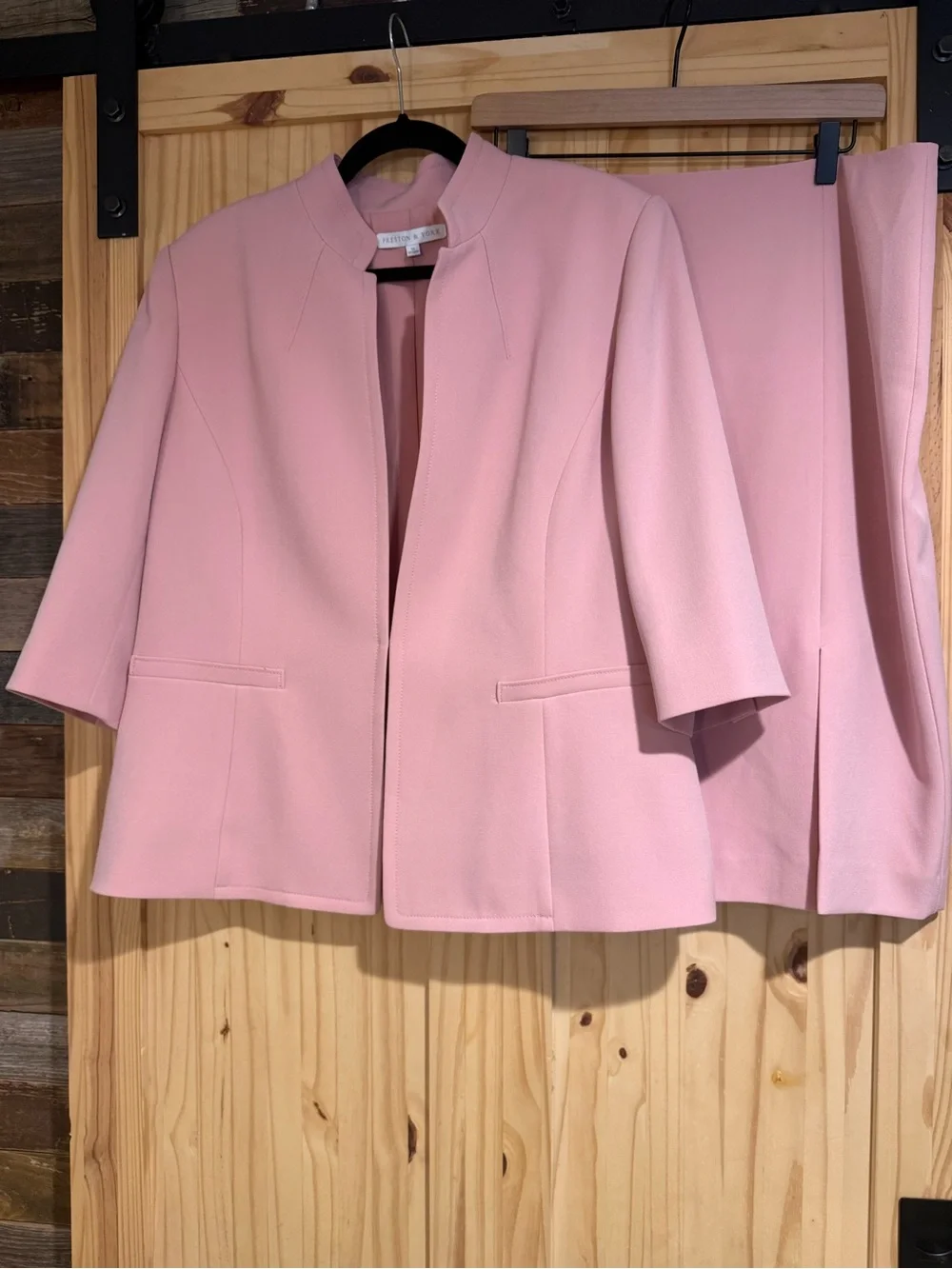 Preston & York Pink Collarless Blazer and Skirt Set Size 16